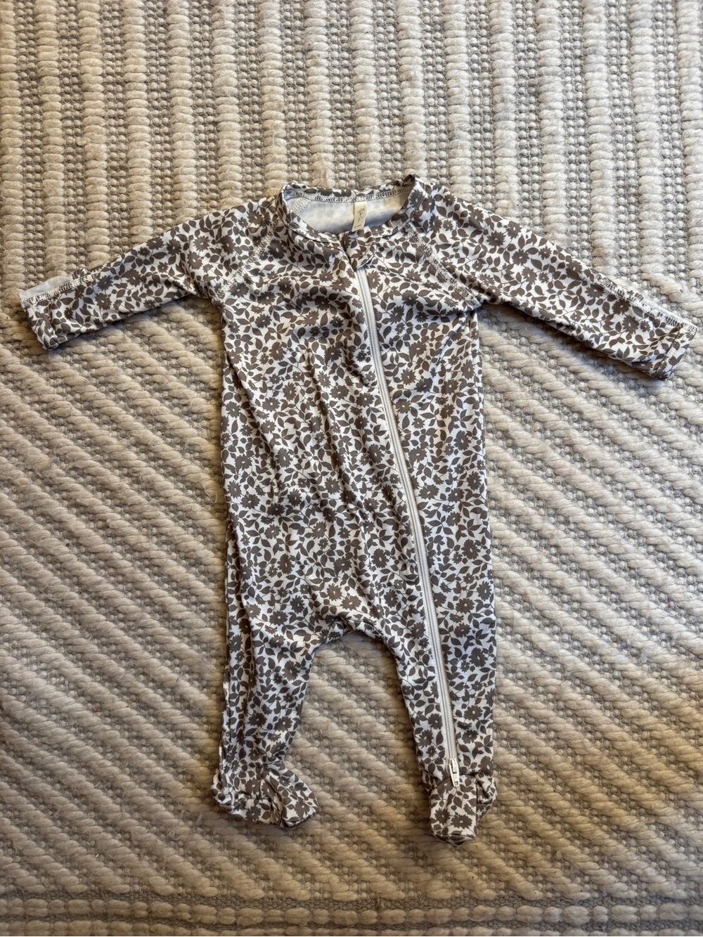 Rylee + Cru Brown and White Floral Zip Footed One-Piece